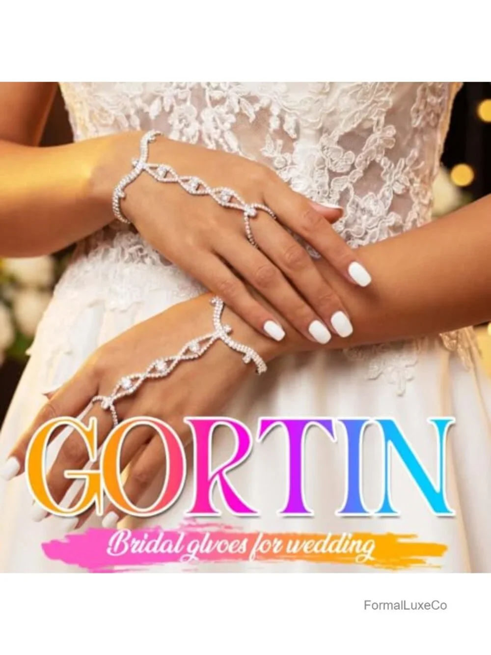 Rhinestone Fingerless Gloves Hand Chain Bracelet for Women